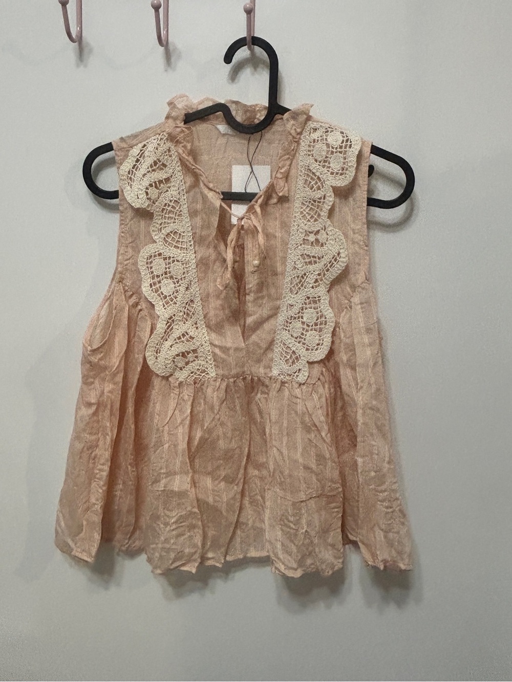 Zara Blush Peach Crochet-Trim Sleeveless Camisole